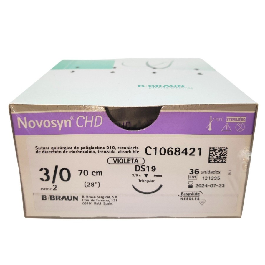 Sutura Novosyn CHD Violet 3/0 (3/8) 70CM DS19 36U