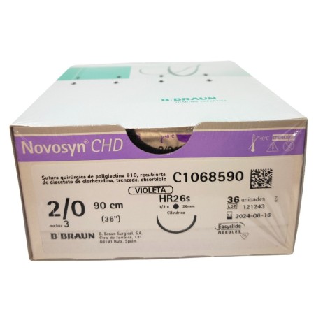 Sutura Novosyn CHD violet 2/0 (1/2) 90CM HR26s 36U