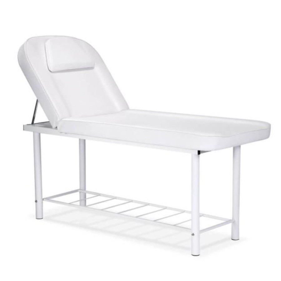 Camilla fija de 2 cuerpos con estructura metálica blanca. Entrega de 2 a 3 días.