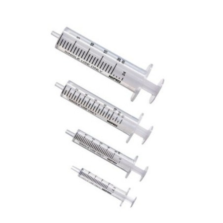 Jeringa NIRPO 2  cuerpos. Disponible en 5ml, 10ml, 20ml.