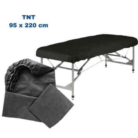 Sábana ajustable Negra TNT  95 x 220cm. (100 uds.) Entrega 24/48 horas.