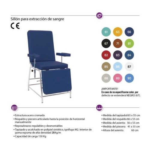 Sillón para extracción de sangre.