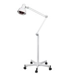 Lámpara de infrarrojos con brazo articulado y base rodable.