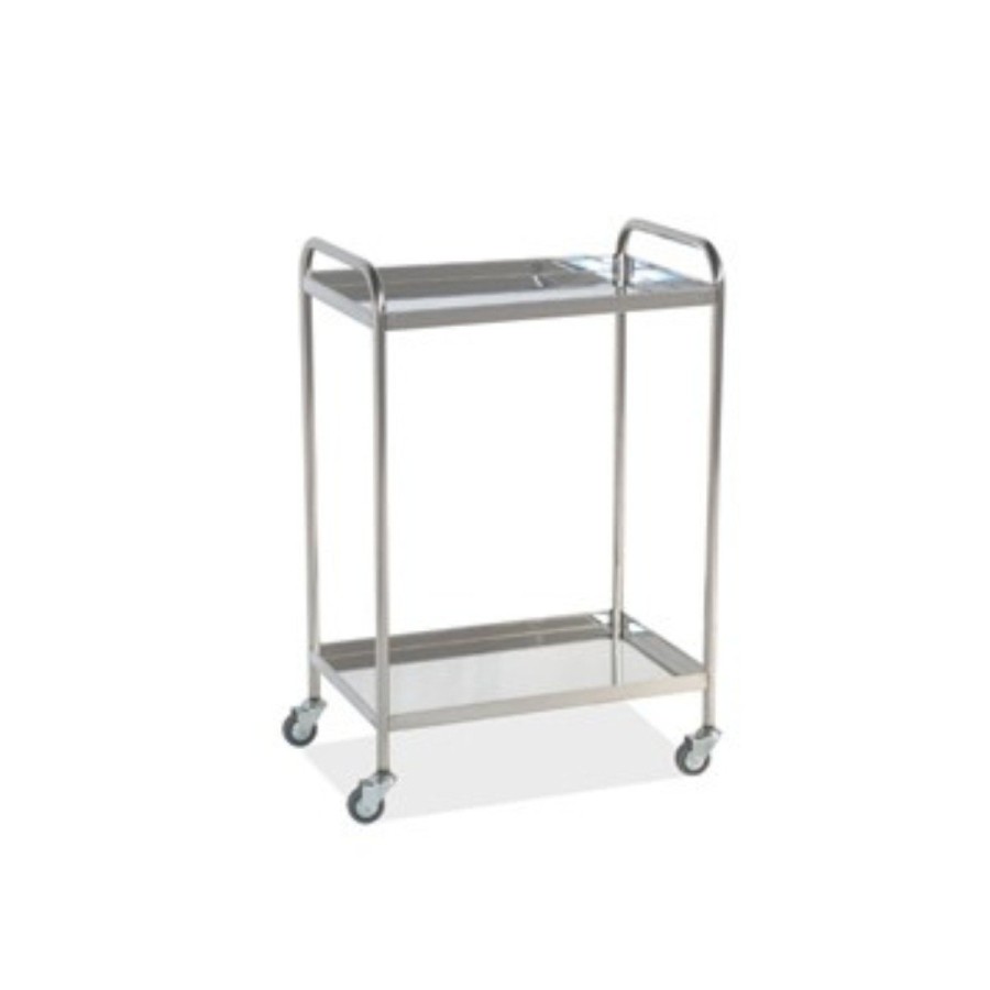 Mesa Auxiliar Inoxidable 2 con Reborde 2 Empujadores. Disponible en Sivemedical