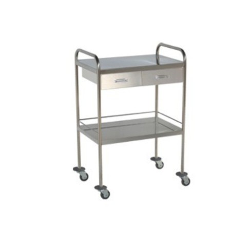 Mesa Auxiliar Inoxidable 2 Lisos. 2 Cajones 2 Empujadores.