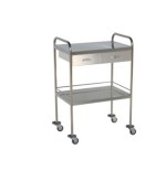 Mesa Auxiliar Inoxidable 2 Lisos. 2 Cajones 2 Empujadores.