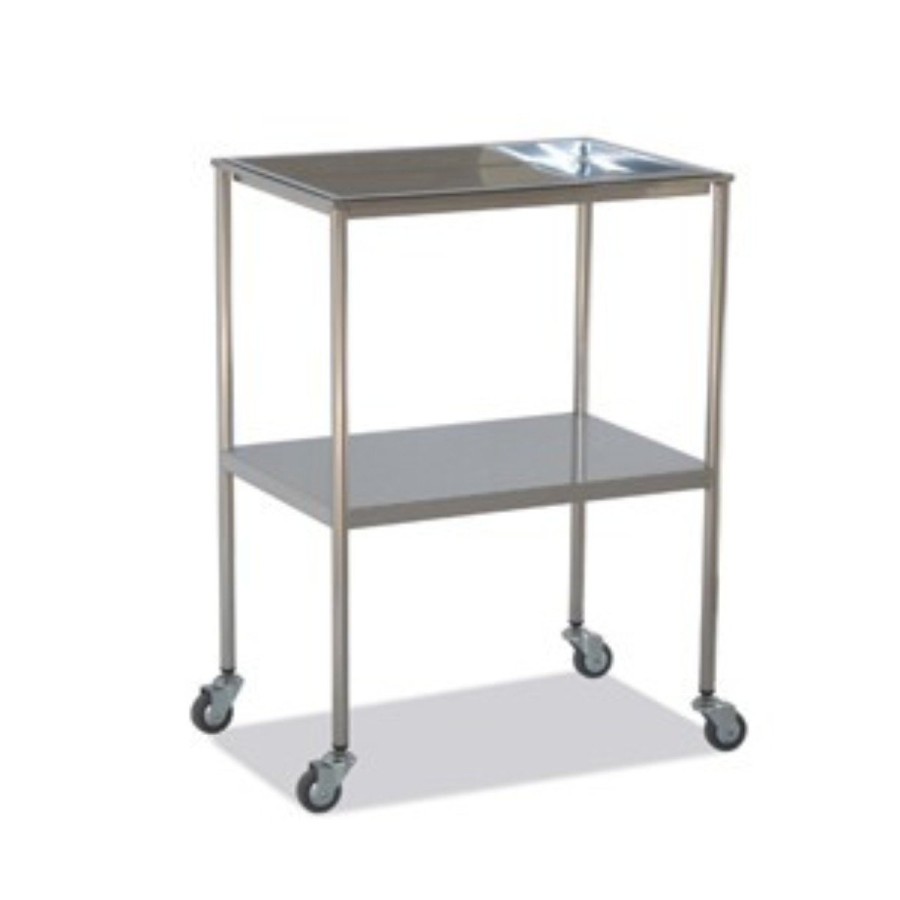 Mesa Auxiliar Inoxidable Superior Bandeja Extraíble Inferior Liso.