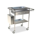 Carro Curas Inoxidable 2 Cajones 2 Bandejas Cubo Restos y Portabombonas