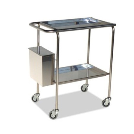 Carro Curas acero Inoxidable 2 Bandejas Cubo Restos SIN Portabombonas.