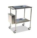 Carro Curas acero Inoxidable 2 Bandejas Cubo Restos SIN Portabombonas.