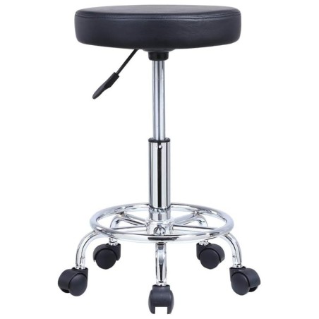 Taburete giratorio de 5 ruedas color negro.