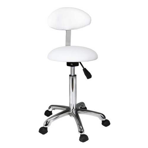 Practi+ Taburete semiesfera con respaldo ovalado blanco