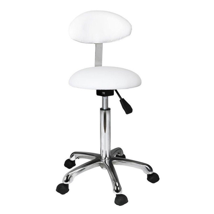 Practi+ Taburete semiesfera con respaldo ovalado blanco