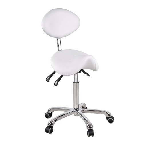 Taburete silla de montar blanco con respaldo ovalado DYNAMIC.