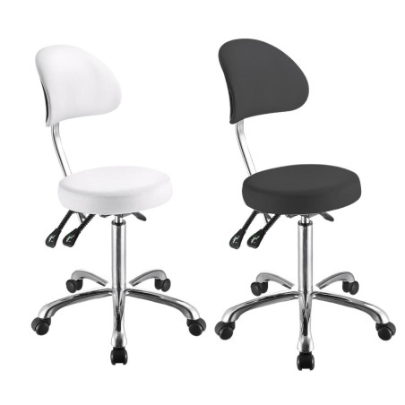 Taburete con respaldo y 3 palancas para un mayor ajuste. Comfort.