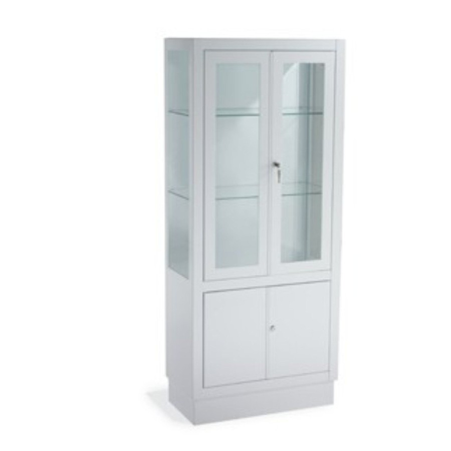 Vitrinas pie puerta blanca. disponible en Sivemedical.