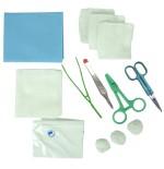 Set de curas estéril con tijeras Littauer y fórceps.