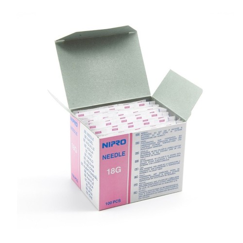 Aguja Nipro 18G 1.2mm x 38mm 1 1/2" C/100u