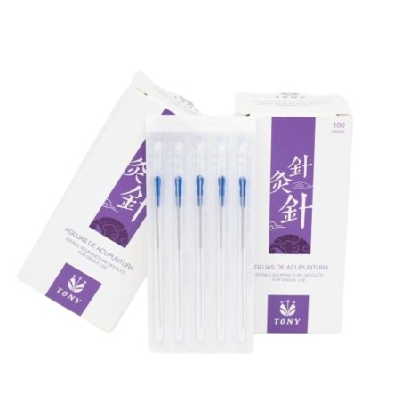 Aguja acupuntura TONY estéril con guía. 100 uds.