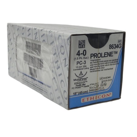 Sutura Ethicon PROLENE monofilamento azul 4/0 45cm C/12 uds.