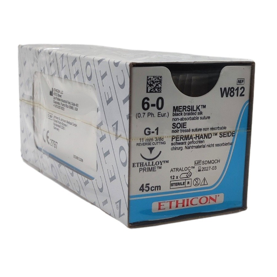 Sutura Ethicon MERSILK seda negra 6/0 45cm C/12
