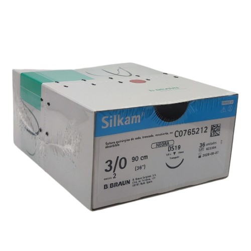 Sutura Silkam® Black 3/0 DS19 3/8 90 cm DDP.