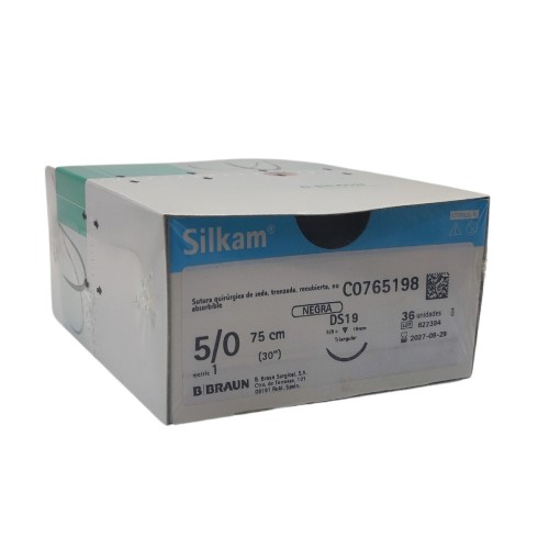 Sutura Silkam® Black 5/0 DS19 3/8 75 cm DDP