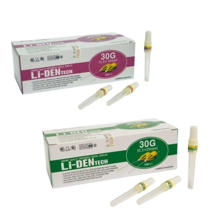 Aguja Li-Den  LI-DEN. 100 uds-  30G X 12MM Y 30G  X 25MM