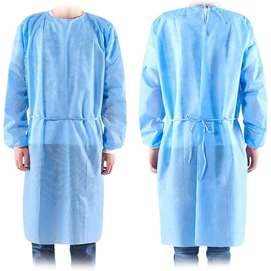 Bata hospitalaria impermeable PP+PE B/10 uds. Azul