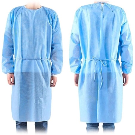 Bata hospitalaria impermeable PP+PE B/10 uds. Azul